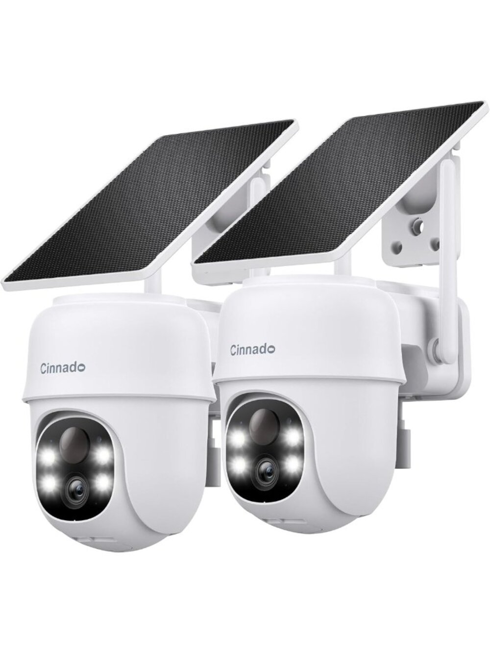 2-Pack Solar Wireless Outdoor Security Cameras - 2K HD, Night Vision, Motion